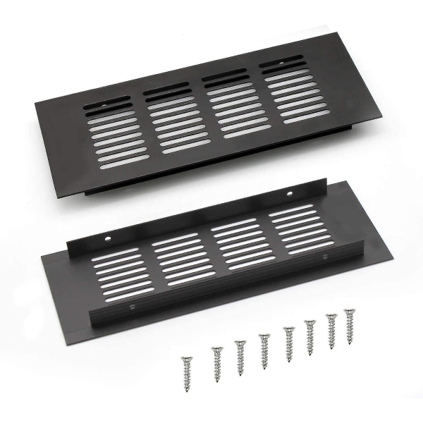 2 delar infällt ventilationsgaller i aluminium, 200 mm vinkelventilationsgaller för garderobs- och sovrumsventilation (svart)