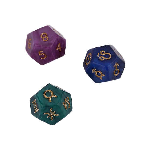 3pcs Astrological Dice Set Multi-faceted Acrylic