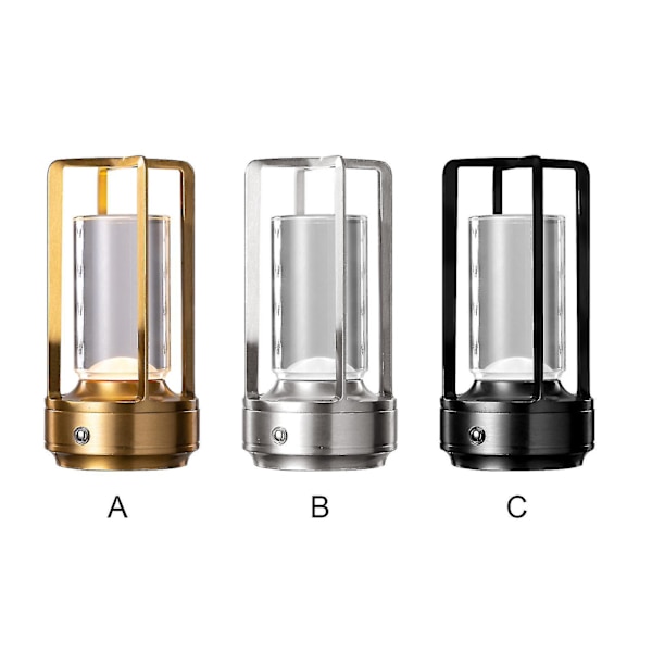 Lumison Crystal Lantern pöytälamppu, Kannettava metallipöytälamppu sisä- ja ulkokäyttöön, Ladattava LED-lamppu Black