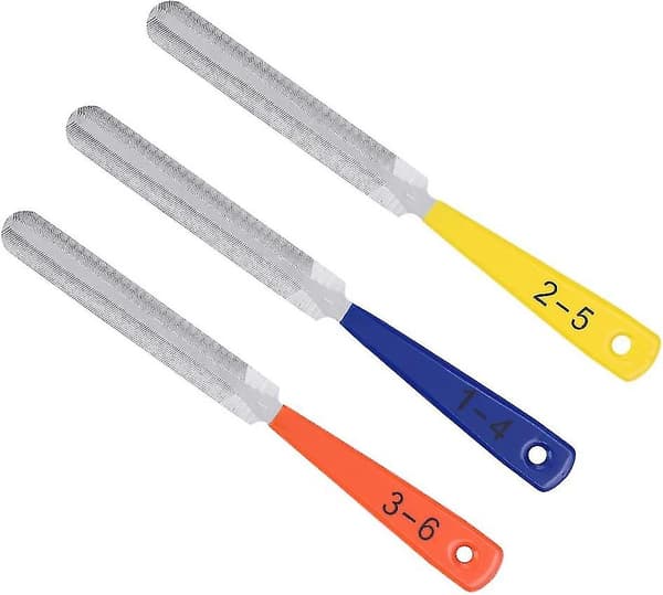 Gitarr Mutterfil, Rostfritt Stål, Dubbelsidig Spårfil Med Gummigrepp (Gul Orange Blå) (3 st)
