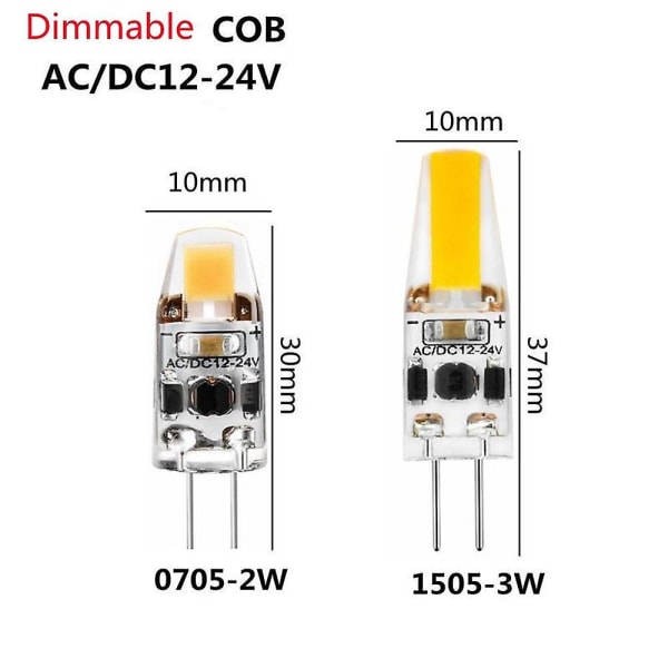 10 stk LED G4 Pære AC/DC12-24V COB LED Lys Erstatning for Halogen