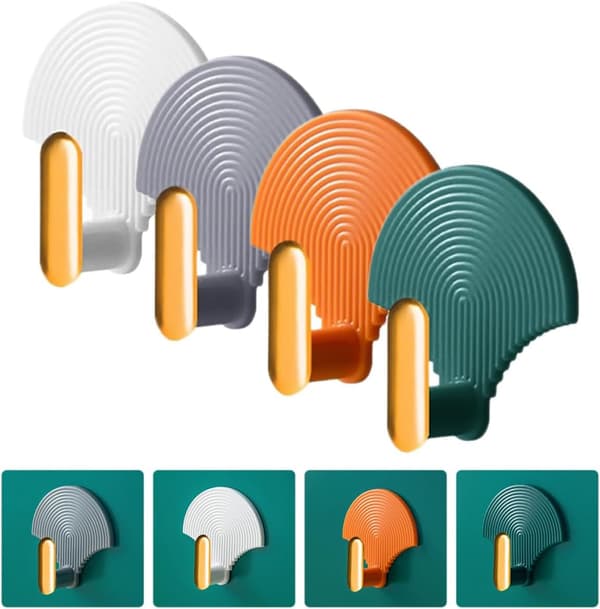 4 stk vifteformede selvklebende kroker Multifunksjonelle kroker ABS-materiale Minimalistisk moderne stil Plassbesparende Sikker