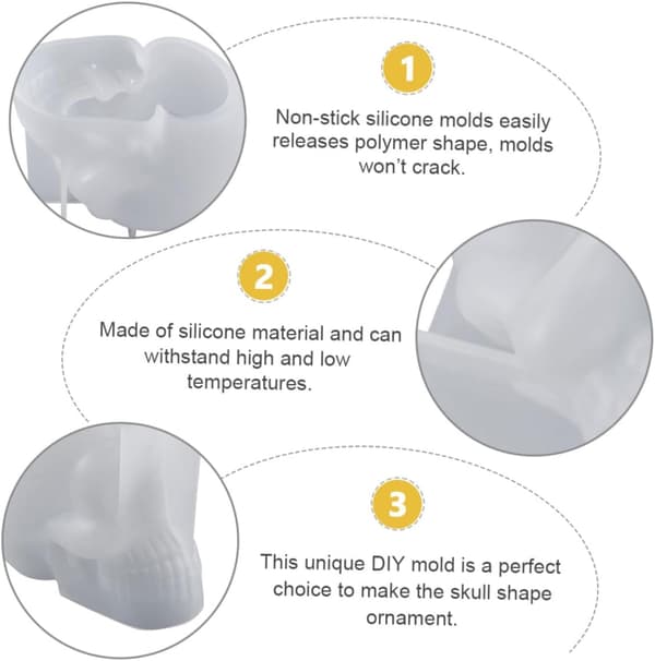 Silikone Kranie Lysform til DIY Håndværk med Non-Stick Polymer Form