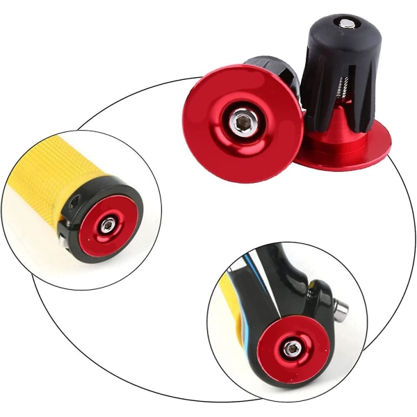 Sykkelstyre Stem Grip End Plugger Stang End Plugger Passer De Fleste Sykler Veisykler (Svart Rød) (2stk)