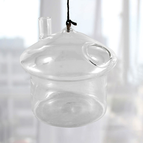 Hengende glassplantervase i soppform, akvarium for småfisk, terrariumbeholder, hjemmedekorasjon for hagen