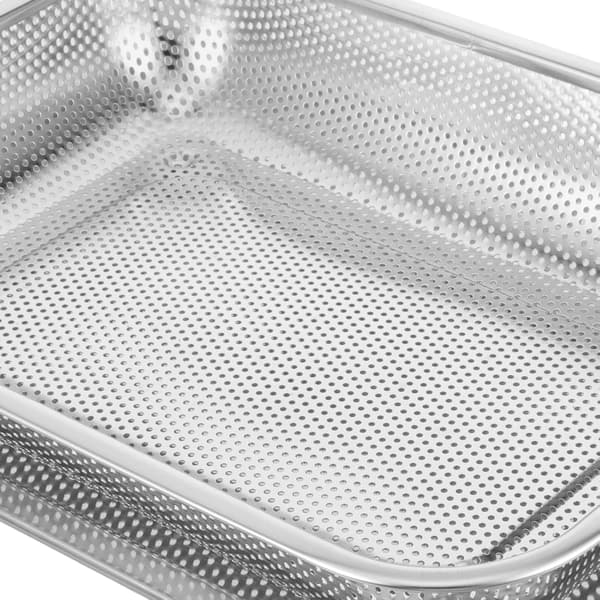 Fritterkurv i rustfritt stål, non-stick, varmebestandig, sølv, rektangulær