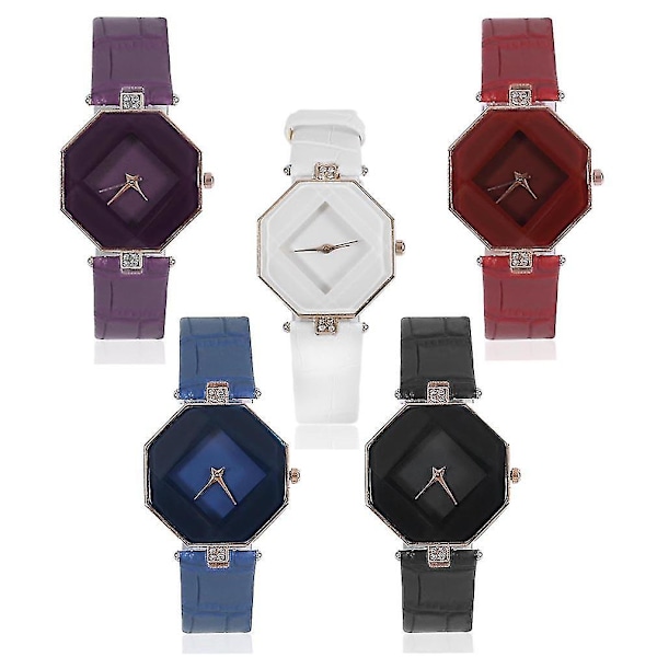 Koreanainen timanttimuotoinen PU-nahka Quartz-kello