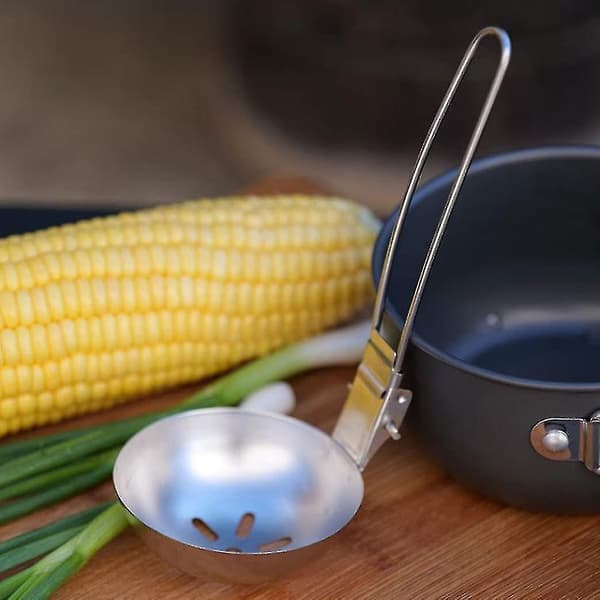 Camping Foldbar Ske Sæt Picnic Rustfrit Stål Spisebestik Suppeøse Skum