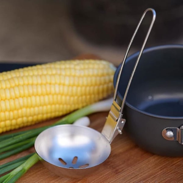 Camping Vikbart Skedset Picknick Rostfritt Stål Bestick Soppslev Skimmer
