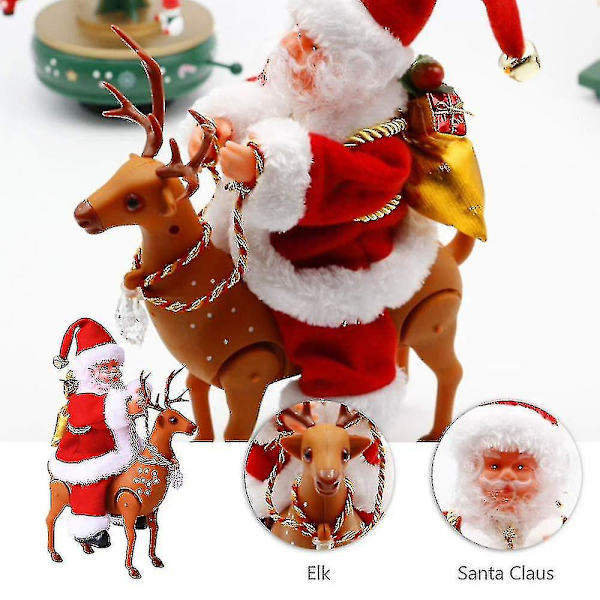 Jultomte Renen Leksak Jultomte Ridande På Älg Musikleksak Skrivbordsdekoration För Barn Presenter Jul Semester Dekoration Bd-yuhao