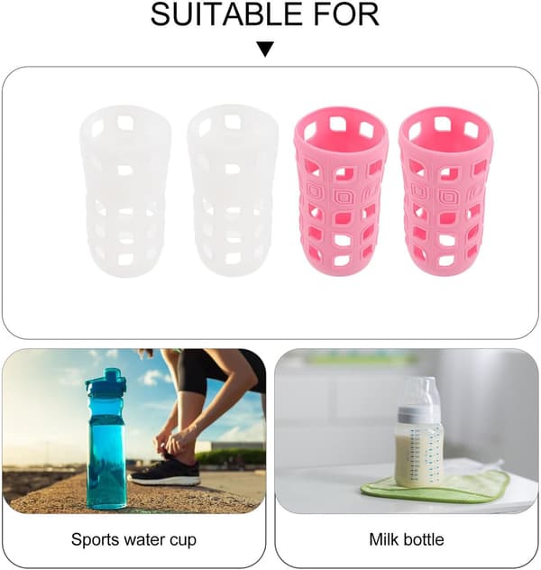 4 st värmeisolerade silikonflaskhylsor koppskydd ihålig design, bärbara glasflaskskydd
