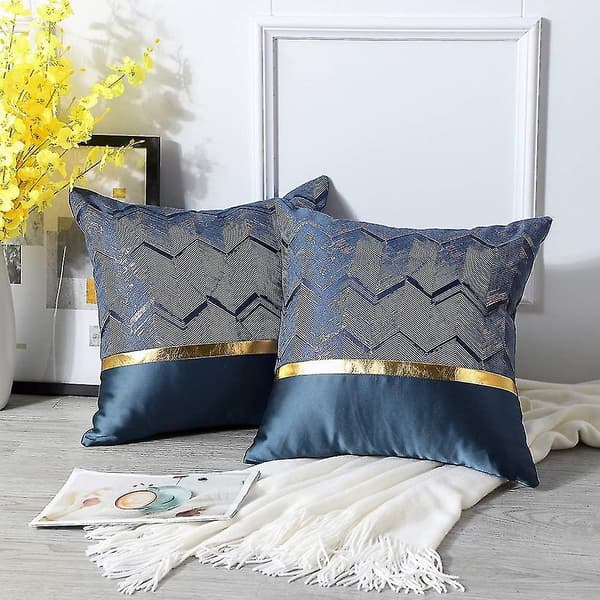 2 st Polyester Gyllene Trådsvåg Dekorativa Kuddfodral Hem Vardagsrum Soffa Sovrum