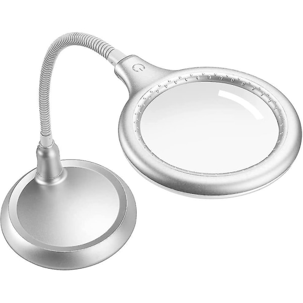 Stativlampe med 5x forstørrelse, forstørrelsesglass med lys og stativ, håndfri berøringsdimbar forstørrelsesglass med 30 LED-lys for arbeid, lesing, hobby