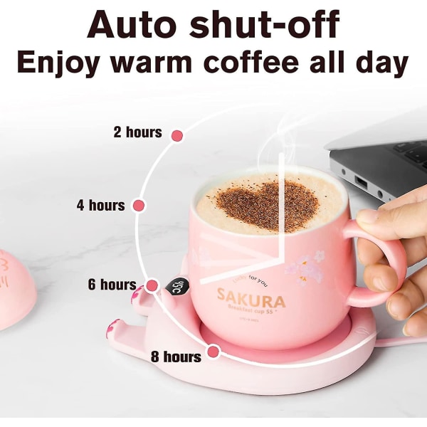 Mukinlämmitin,kahvinlämmitin työpöydälle Kahvikupinlämmitin Automaattinen sammutus,älykäs kynttilänlämmitin 3 lämpötila-asetuksella,sähköinen juomanlämmitin kahvia varten,c