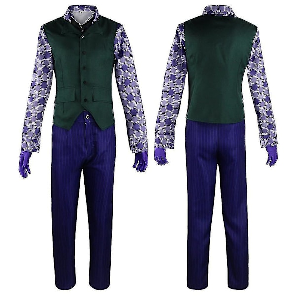 The Joker Kostym Set - Rocka som Jokern! (Kappa, Skjorta, Väst, Slips, Handskar, Byxor) För Vuxna M