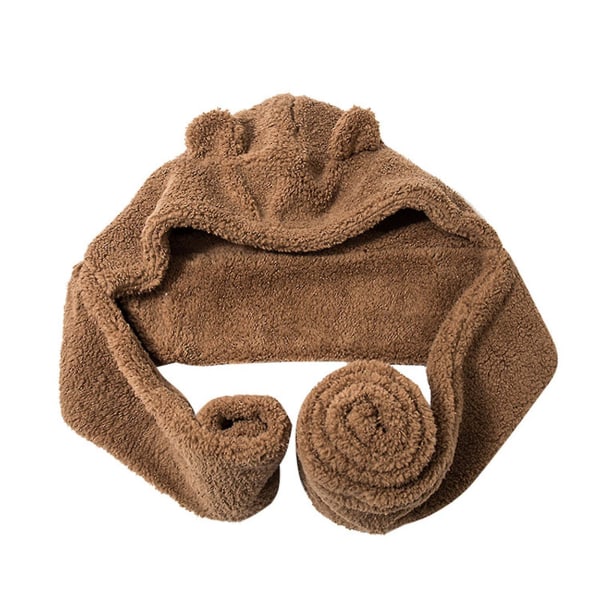 Cute Bear Ears Warm Hat Halstørklæde Kvinder Piger Vinter Hat Warm Tørklæde Hat Holdbar Coffee