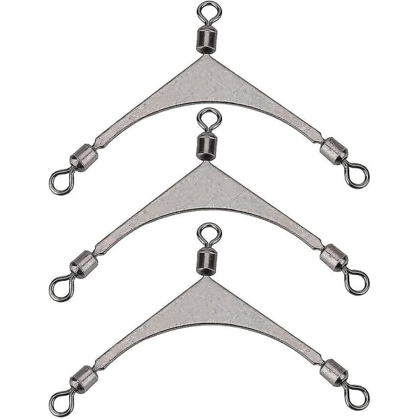 Fiskeswirlar 3-vägs Crossline Fat Barrel Rullande Swivel för Fiskeutrustning (10 st, silver)