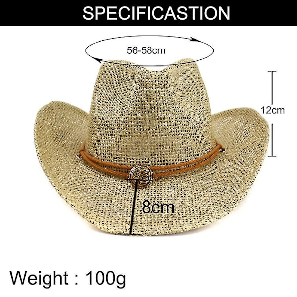 Västerländsk Cowboy Halmhatt Utomhus Strandhatt Solskydd Andningsbar Solvisir Keps
