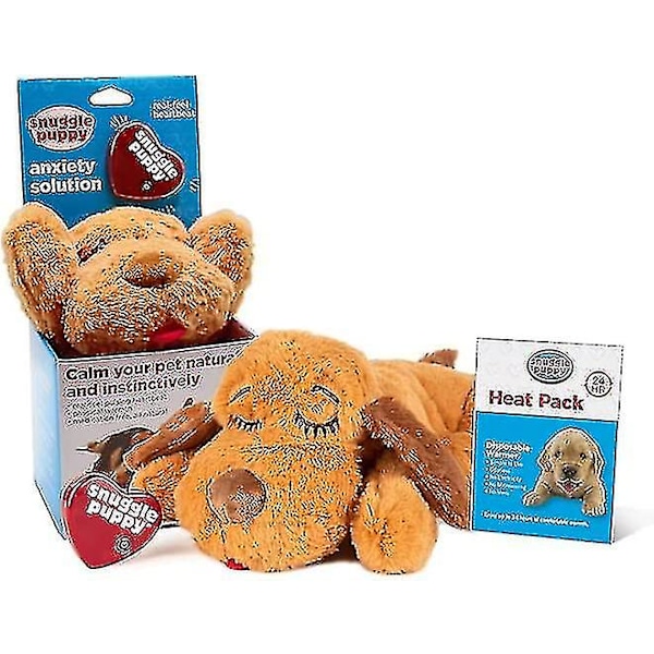 Snuggle Puppy Hjertebeats-Plysjdyr for Hunder - Hjelp mot Angstanfall og Roing - Komfortleketøy for Adferdstrening - Biscuit Kryp