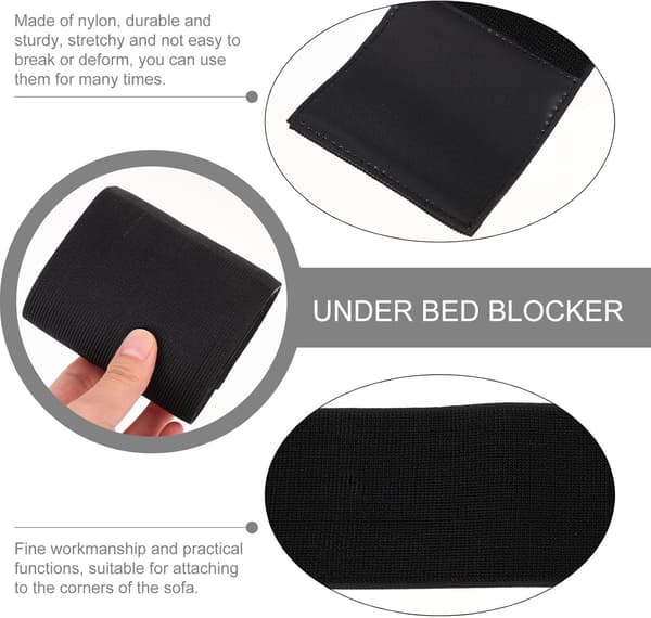 Sofablokker Justerbar 10 cm Bred X 1 m Lang Sort Elastisk Sprækkeafskærmning Sofa- og Sengblokker