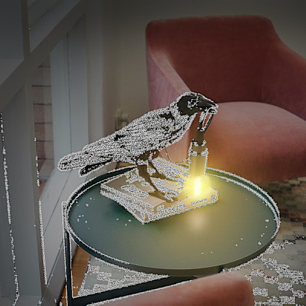 Fåglampa i harts, LED-ljus i form av en kråka, vägglampa för sovrum, sänglampa, bordslampa, konstdekoration för vardagsrum