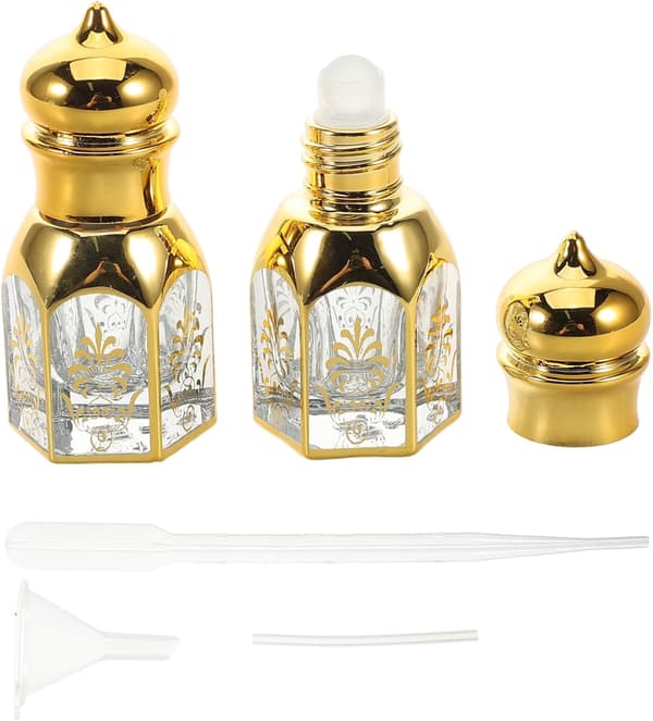 2 st påfyllningsbara glasrullflaskor för eteriska oljor Eleganta vintagepräglade behållare bärbara