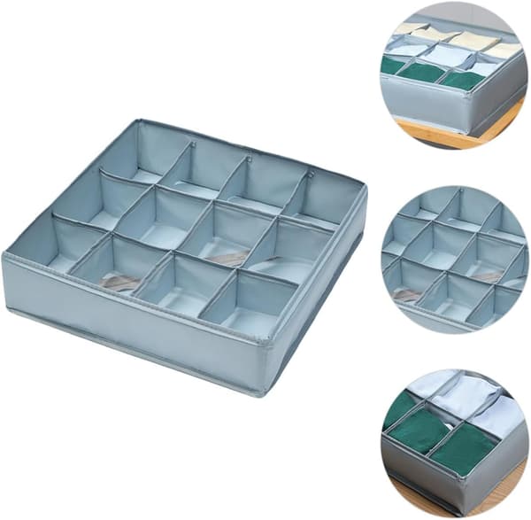 Strumpor Förvaringsbehållare 12 Fack Vikbar Polyester Lättvikts Multifunktionell Organizer