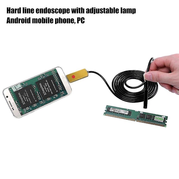 2-i-1 LED-lampe 7mm linse USB endoskop for å ta bilder