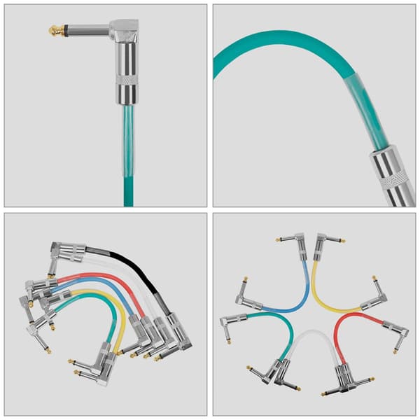 Gitarpedal Patchkabel 15 cm lengde Støyreduserende design 6,35 mm PVC- og metallkonstruksjon Rettvinklede kontakter