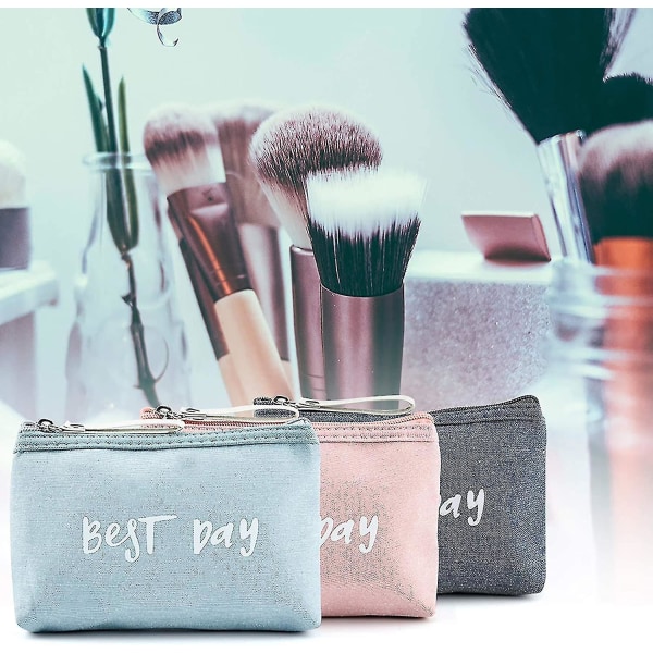 Makeup Taske - 3 Dele Rejsetaske Makeuppung Lille Vandafvisende Toilettaske Til Kvinder