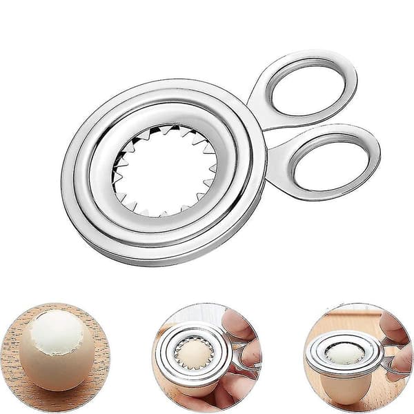 Egg Topper Cutter i Rustfritt Stål - Kokt Egg Cutter Cracker Egg Skall Saks Åpner