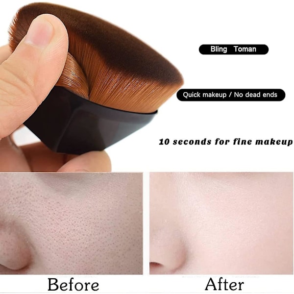 2-pack Foundation Makeup Penslar Platt Topp Hexagon Ansikte Rouge Flytande Foundation Pensel