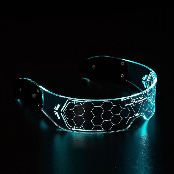 Led-op-briller Blinkende/faste lysfarver, med batterier, mållåste  futuristiske briller lyser i mørket (låsende mål futuristisk led-op-glas)  f757 | Fyndiq