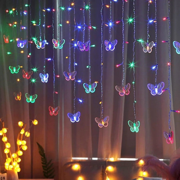 LED Julelys Butterfly Gardin