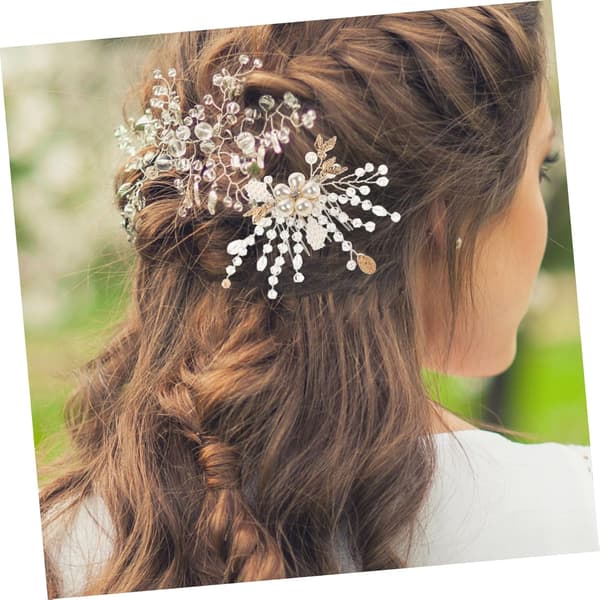 Elegant perleblomst hårkam for brud håndlaget brudehodeplagg tilbehør holdbart