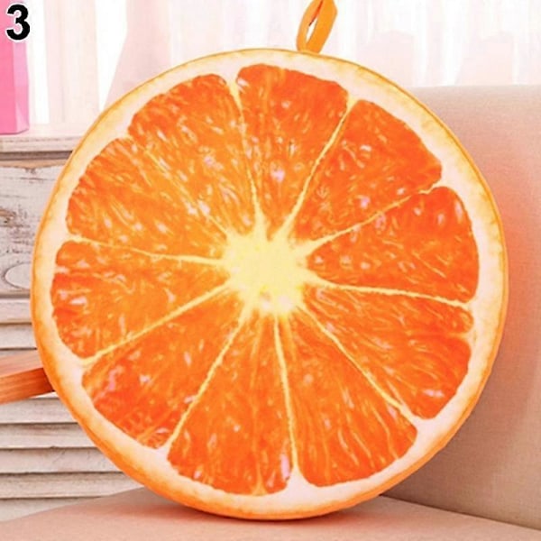 Pehmeä pyöreä tyyny, plushipehmustettu tyyny, oranssi kiwi vesimelonin hedelmälelu, istuintyyny Jikaix