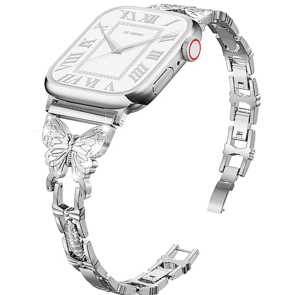 Sopii Apple Watch 8 -hihnalle, timantti-inlay-metalliperhonen rannekekello silver