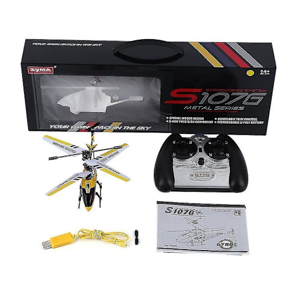 Gul 3-kanals Mini Helikopter med Gyroskopisk Kontroll RC