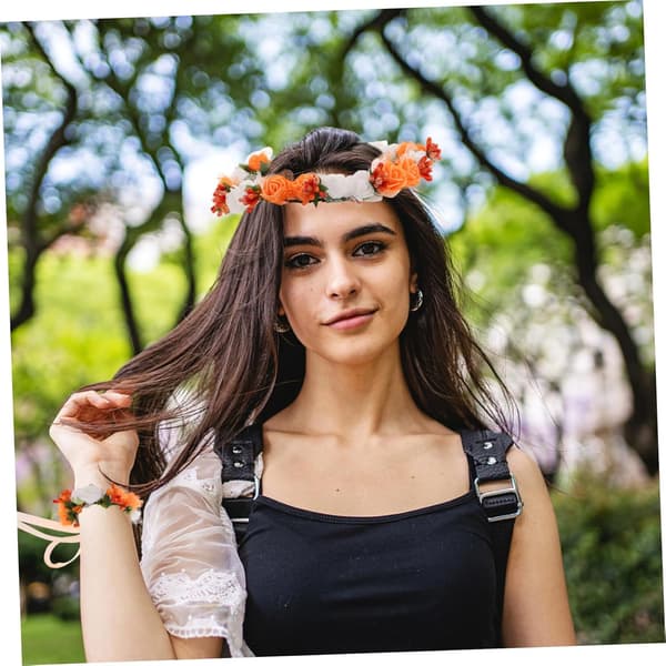 1 sæt Boho Rose Blomster og Håndledsblomst Bryllupper Strandfotografering Hårpynt