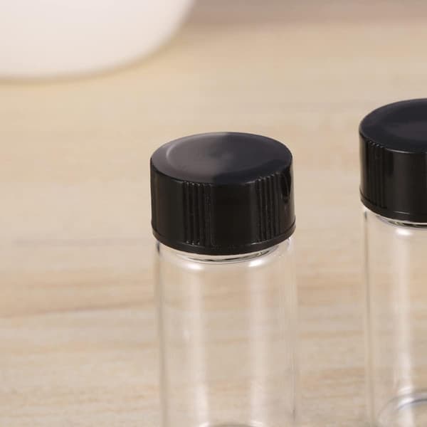 Högtransparens 5 ml glasflaskor med gängad kork, 20-pack förvaringsflaskor för labb