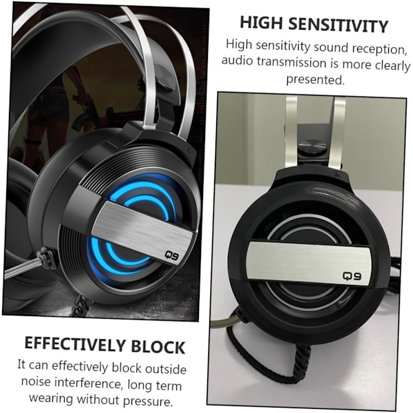 Profesjonelt Gaming Headset PC Headset Hodemontert Mikrofon Komfortable Pustende Øreklokker
