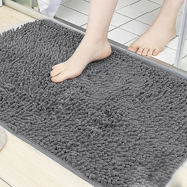 Bademåtte Blød, Luksuriøs og Behagelig Superabsorberende og Tyk Antislip Gray
