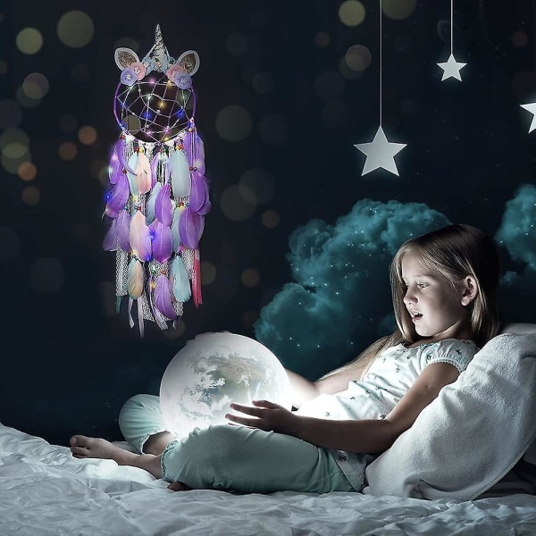 Unicorn Dream Catcher värikäs led-valo makuuhuoneen seinäsisustus