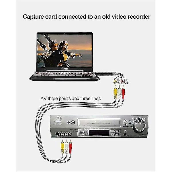 VHS til Digital Konverter, Hi8 VHS til DVD Videooptagerkort, Digital Video Audio Konverter Adapter, VHS