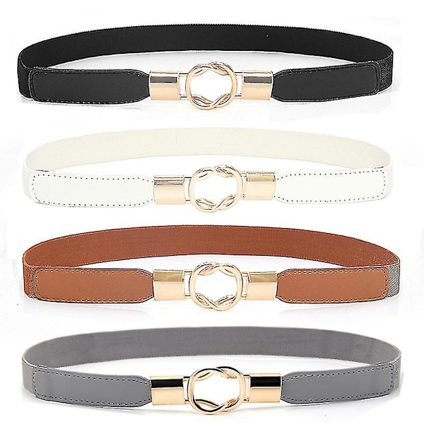 Dam Skinny Bälte för Klänningar Retro Stretch Dam Midjebälte (4-pack, Flerfärgad)