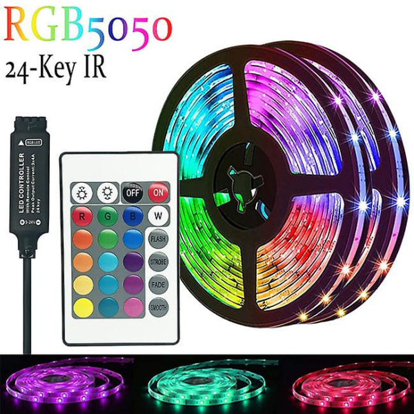 3m 5050 RGB Smart Bluetooth LED-ljusremsa - Med fjärrkontroll, synkronisera med musikrytm/funktion 5 meters