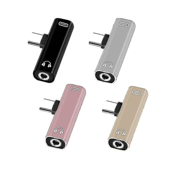 2 i 1 typ C till 3,5 mm-uttag Hörlursladdningskonverterare USB Type-c ljudadapter