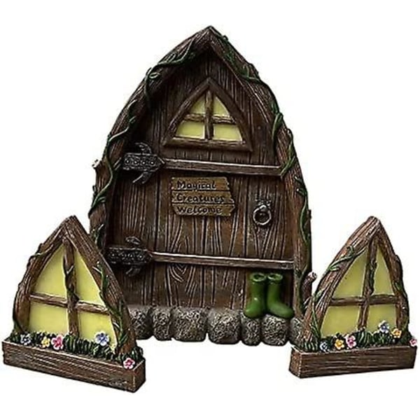 Miniatyyri Haltioiden Kääpiöiden Koti Ikkuna Ja Ovi Puille Koristelu Puutarha Taide Miniatyyri Käsityö Elfien Hovi