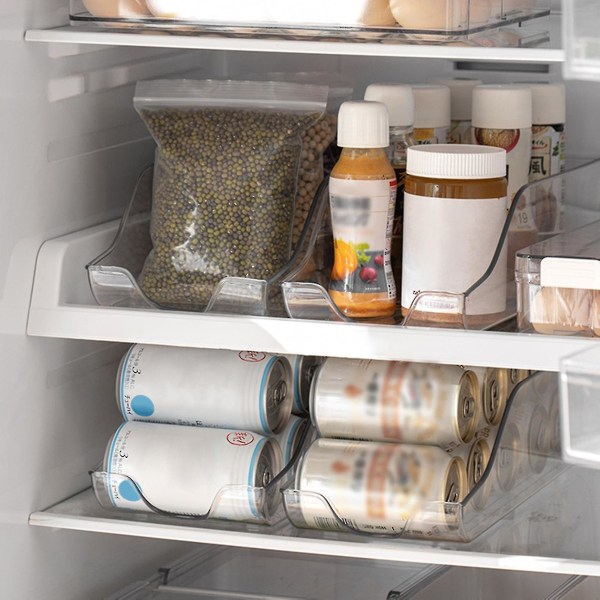 2stk Sodavandsdåse Organizer stabelbar stativdispenser til pantry/køleskab