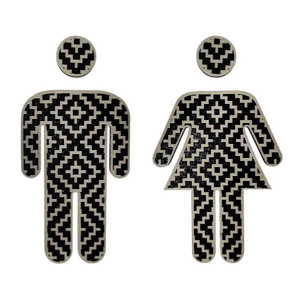 2 kpl Puu WC-kyltit Unisex Itseliimautuva Varoitusmerkki Miehet Naiset Logo Kylpyhuone